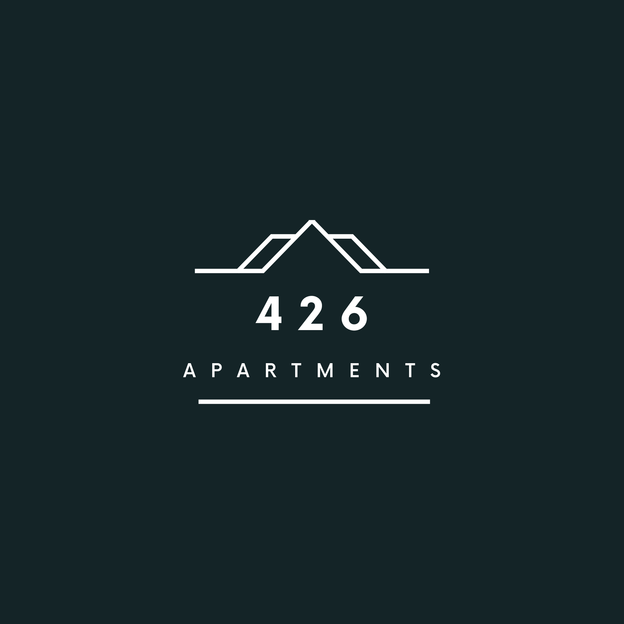 A logo for 426 Apartments is displayed on a dark background.